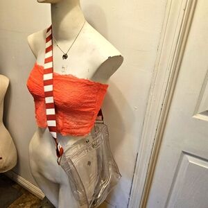 NWOT!!! ClearWare Crossbody Bag with Red and White Striped Strap
